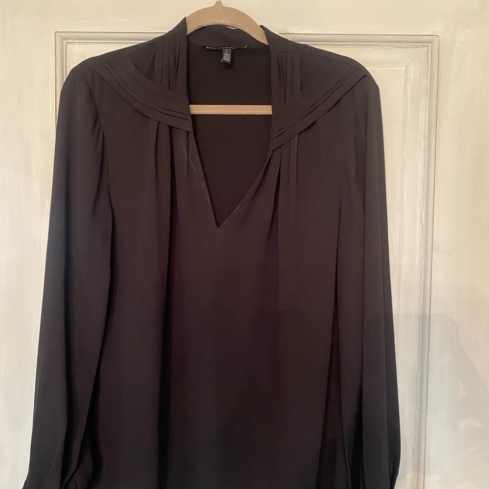 White House Black Market Black Sailor Collar Blouse